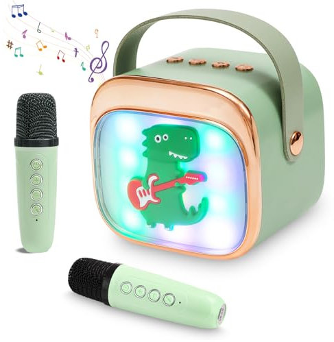 karaoke macchina bambini con 2 microfono karaoke bambini macchina karaoke portatile karaoke con luce LED ed effetti di cambiamento vocale, regali per età 5-12 bambini, ragazzi, ragazze