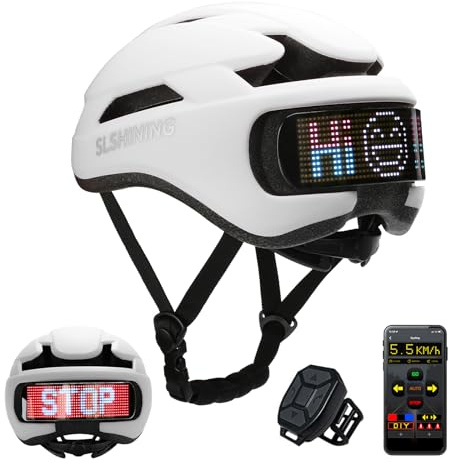 Casco da ciclismo con display a LED personalizzabile, casco da bici da strada e mountain bike con 8 prese d'aria e cinturino regolabile, fodera in EPS leggero, casco da bicicletta MTB