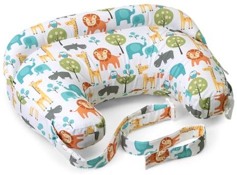 Boppy Cojín Deluxe de Lactancia para Bebés de 0+ Meses, Forma Ergonómica con Soporte para Mamá y Bebé, Soporte Bebé para la Lactancia Materna y con Biberón