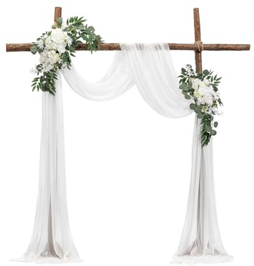 VEVOR Kit Fleurs Artificielles pour Arche de Mariage avec 2 Bouquets de Fleurs, 1 Rideau Translucide, pour Décoration de Célébrations de Cérémonie, de Toile de Fond de Réception, Événements, Blanc
