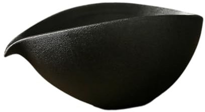 KESOTO Bol à Matcha 180ml En Céramique avec Bec pour La Préparation Du Thé, Motif de Poterie, tasse de jus de salade Chawan de cérémonie de thé de japonais Bol Matcha, Noir
