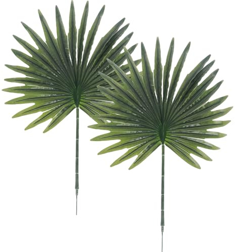 Heidouse 2pcs Feuilles de Palmier artificielles, Fausses Feuilles de Palmier, Branches Verdure tiges, 20 Grandes Plants tropicaux Plante Fausse Plante hawaïenne pour la Verdure Mariage Floral