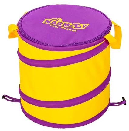 NARMAY Toy Barrel, Pop-Up Toy Storage Organizer, Collapsible Bin for Building Bricks & Small Blocks, Bucket with Handles, All-in-One Organizer for Kids Boys and Girls - 12 x 12 Inch