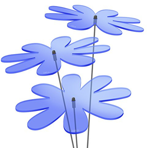 SUNPLAY Sonnenfänger Gänseblümchen in BLAU, 3 Stück zu je 20 cm Durchmesser im Set + 70 cm Schwingstäbe