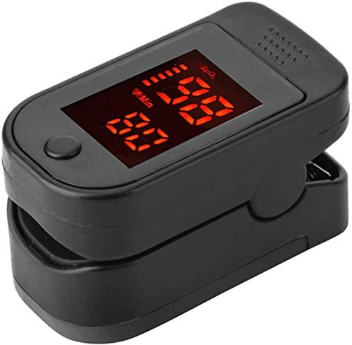 LYXMY - Pulsossimetro da dito con display a LED, monitor portatile per saturazione dell'ossigeno nel sangue e frequenza cardiaca, per assistenza sanitaria familiare, Non null, Nero , Taglia libera
