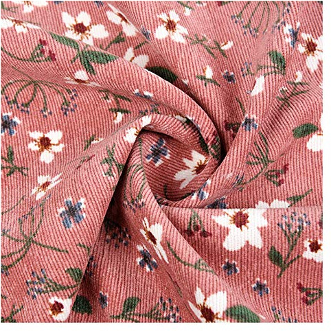 Polyester Corduroy-tyg Per Meter 150cm 59 '' Brett Litet Blommigt Tryck Sött Klänningtyg För Barn Och Vuxna, Sy DIY-hantverk(Color:Rosa,Size:1m)