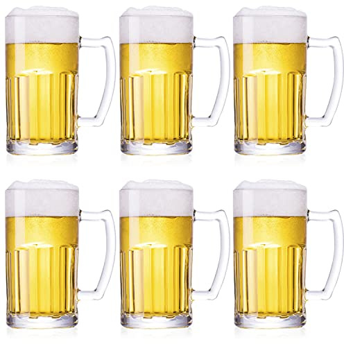 TUSAPAM 6 Pack Heavy Beer Mugs, Large Beer Glasses with Handle, 20 Ounce Glass Steins, Classic Beer Mug glasses Set