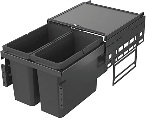 VAUTH-SAGEL Envi Space - Cubo de basura (2 compartimentos, extracción completa, con amortiguación y autocierre integrado, 2 x 16 L, plástico lavano)