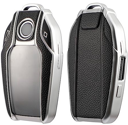 ontto TPU Schlüsselhülle Cover Passt für BMW 8er 7er 5er i8 i12 i15 Display 740i 528Li 540Li G11 G12 G30 X3 G01 X4 X5 X7 Autoschlüssel Hülle Schlüsselanhänger Schutzhülle Schlüsseletui-Leder Silber