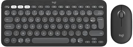 Logitech Pebble Keys 2 K380s Clavier sans Fil Bluetooth FR AZERTY Pebble Mouse 2 M350s Wireless Bluetooth - Grafite