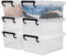 EZOWARE 14L Cajas de Almacenaje Plástico con Tapa, Caja Transparente de Almacenamiento Apilable con Asa Superior, Contendor Organizador para Hogar, Bano, Cocina - 44 x 29,5 x 17 cm, Set de 6