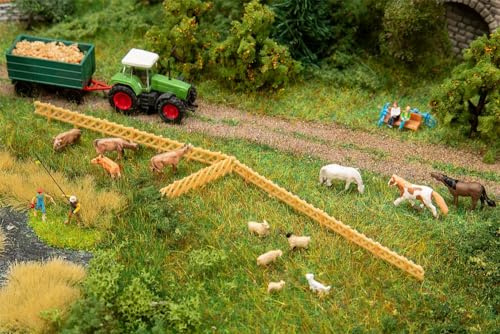 FALLER 155911 - Ensemble Animaux Vaches, Chevaux, Moutons - Voie : N - Figurines & décorations pour modélisme ferroviaire - Échelle 1:160