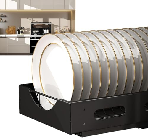 Organizador de platos de cocina, placa de gabinetes de cocina, estantes deslizantes de cocina, estantes deslizantes tipo cajón extraíble para armarios, organizador de almacenamiento de estantes
