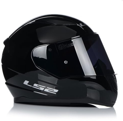 LS2 FF353 RAPID-II FULL FACE MOTORCYCLE MOTORBIKE CRASH HELMET ECE22.06 URBAN TOURING SCOOTER SPORTS HEADGEAR, GLOSS BLACK WITH FREE DARK VISOR (M)