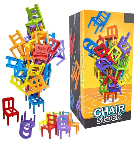 Eymobad Juego de 42 piezas de sillas apilables juego de equilibrio de silla para toda la familia mini juegos de equilibrio multijugador de apilamiento juguetes para niños unisex