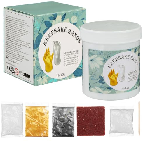 POPETPOP Kit de Fundición para Manos y Pies de Ñiño Recién Nacido en Color Dorado, Material de Yeso y Pe, Obsequio Fácil DIY para Fiestas de Cumpleaños Infantiles