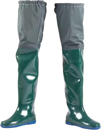 Hip Waders Outdoor Waterproof Pvc Hip Waders For Men Women, Lightweight Wading Boots For Farmland Fishing, Green, 8.5 UK