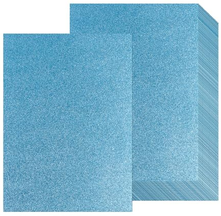 Glitzerpapier zum Basteln, 20 Blatt Blau Bastelpapier A4 250g/m², Moosgummi Glitzer Buntpapier & Fotokarton, Buntes Glitter Papier für DIY Grußkarten Scrapbooking