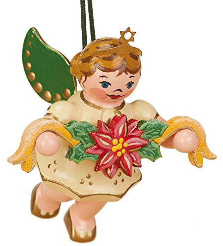 Hubrig Engel mit Girlande - Hängender Engel mit Girlande - Dekoration - Holz - Weihnachten - Traditionell