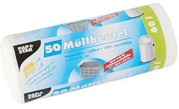 Papstar Müllbeutel / Müllsäcke (9x50=450 Stück), 9er Pack, 60 l, weiß, aus HDPE-Folie (9 my), 81 x 63 cm, wasserdicht, reißfest, recyclingfähig, für Haushalt, Gastronomie oder Betrieb #12061
