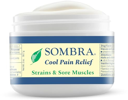 Sombra Cool Pain Relief Gel Cold Pain Relief for Swelling, Growing Pains, Soreness, Post-Workout, Vegan Formula Free of Artificial Fragrances, Dyes, NSAID, Wax, Petroleum, Alcohol - 2oz Jar