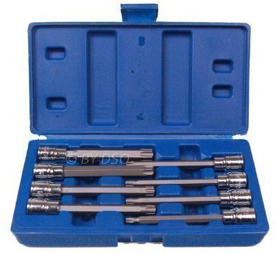 Bergen – Coffret de 8 longues douilles Torx T25 à T60 110 x 9,5 mm B1148