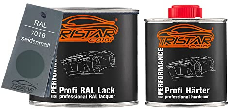 TRISTARcolor RAL 7016 Anthrazitgrau seidenmatt Lack Dose + Härter 0,75 L | 2K-Set aus Lack + Härter, schnelltrocknend