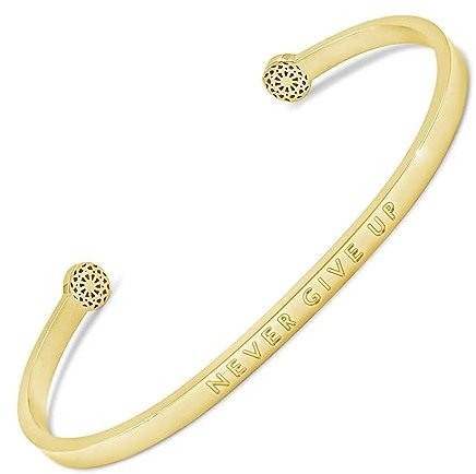 SIMPLE PLEDGE | Never Give Up Armreif | Armband Damen mit Gravur in Silber, Gold, Roségold | Perfekt als Schmuck Geschenk | Blindgravur