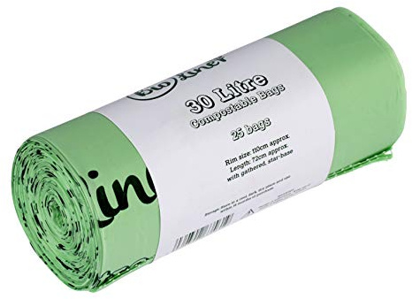 30 Litre (Large roll) BioLiner Compostable Kerbside Caddy Bin Liners, 25 Bags