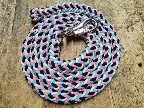 Jumbo Führstrick extra dick - 2 Meter - Bullsnap - Farbe: schwarz-Natur-türkis-pink