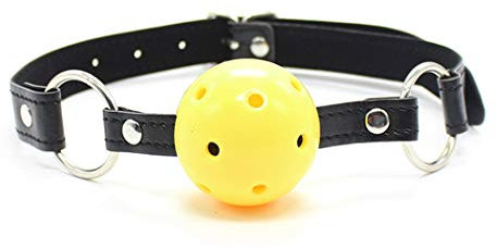 Knebel Mund Kopf Harness Geschirr mit Ball Gag,Mundknebel sex sm Leder Bondage Fesseln fetisch sexspielzeug Ballknebel Für Anfänger Gay Les,Verstellbar (Gelb)