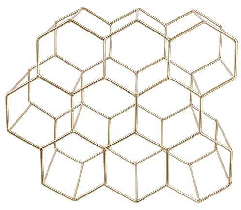 BUTLERS Weinregal 36x30 cm Eisen - Cubicle - | Farbe Gold - lackierte Struktur mit hoher Stabilität - kubische Form für 9 Flaschen - Flaschenregal für Küche & Hausbar