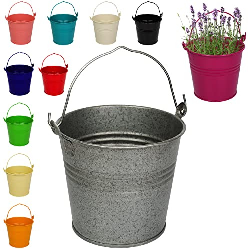 alles-meine.de GmbH 3 Stück kleine - Metalleimer/Töpfe - Blumentöpfe - pink/Purpur/violett/rosa - lila - 15 cm hoch - 2 Liter - Metall rostfrei - Blech Eimer - rund - m..