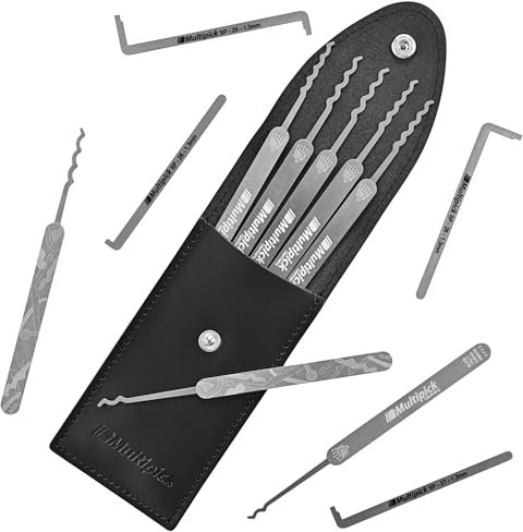 MULTIPICK ELITE 12 Set profesional de ganzúas - [12 Piezas | 0,6 mm] Made in Germany - Ganzua Lockpicking - Kit cerrajero para abrir puertas - Herramienta - Accesorios cerraduras - Lockpick