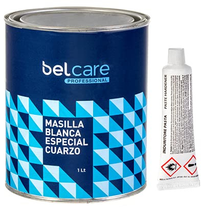 BELCARE - Masilla para Unir Superficies de Silestone, especial para Aglomerado de Cuarzo, Reparación, Color Blanco, 1 L