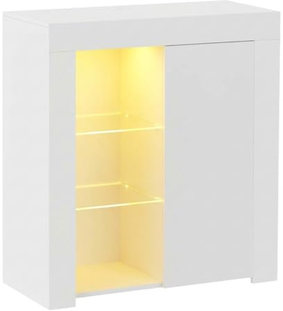 Panana Commode de Eclairage LED, Buffets, Meuble de Rangement sur Salon, Chambre, 75 x 35 x 83 cm (Blanc)