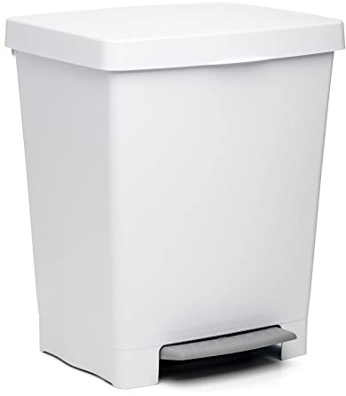 TATAY Pedalhink för Köket Cubik 21 L, 33,5x30x39 Cm, Tålig BPA-Fri Plast | Pedalhink för Avfall | Finish Matt | Inom- och Utomhus | För Soppåsar på 20–30 L | Praktisk Avfallshantering, Vit