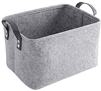 LITLANDSTAR felt storage basket, faltbar filz aufbewahrungsbox für Regal,Wäsche,Schrank,Spielzeug oder Toilettenpapier, 33 * 20 * 23cm,hellgrau