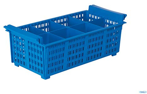 Mezzo cestino a 8 scomparti per posate, 430 x 205 x 150 mm, blu