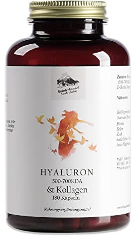 KRÄUTERHANDEL SANKT ANTON - Hyaluron & Kollagen Kapseln - Laborgeprüft & Hochdosiertes Hyaluron & Kollagen - Deutsche Premium Qualität (180 Kapseln)