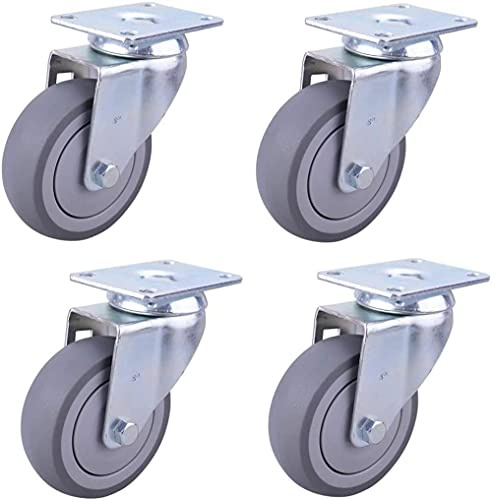 Ruote da 3/4/5 pollici Ruote universali silenziose in gomma artificiale Ruote per carrelli pesanti Ruote per ponteggi mobili-3_inches