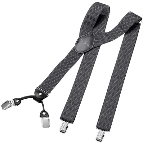 DonDon Hosenträger Herren extra stark 3,5 cm Hosenträger Herren breit in Y-Form lang - Starke Clips passend für Anzug Jeans Chinos Vintage Rockabilly Suspenders