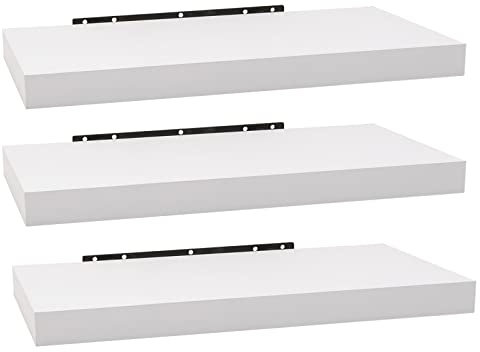 WOLTU 3X Wandregal Wandboard Bücherregal Regale für Deko Wandablagen aus MDF Holz, 3er Set Hängeregal Weiss RG9372ws-3