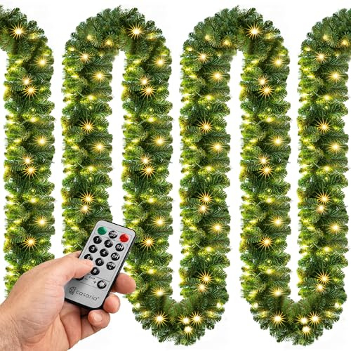 CASARIA® Weihnachtsgirlande mit Beleuchtung Fernbedienung 5m 100 LEDs Innen Außen Grün Weihnachtsdeko Weihnachten Deko Girlande Tannengirlande Warmweiß