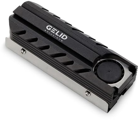 Gelid Solutions Icecap PRO M.2 SSD, passend für alle M.2 Typ 2280 SSD, PWM-Lüfter, 12000 U/min, 20 x 20 x 6 mm, schwarz