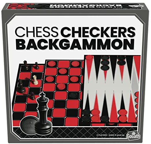 Jeu d'échecs - Jeu de Dames - Backgammon - A Partir de 6 Ans - Ensemble 3-en-1 de Jeux de Société Classiques - 2 Joueurs