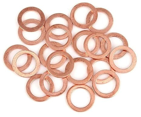 10 rondelle in rame M14 ad anello piatto tappo coppa olio, guarnizioni di tenuta (M14 x 20 x 1,5)