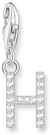 THOMAS SABO Charm-Anhänger Buchstabe H mit weißen Steinen Silber 925 Sterlingsilber