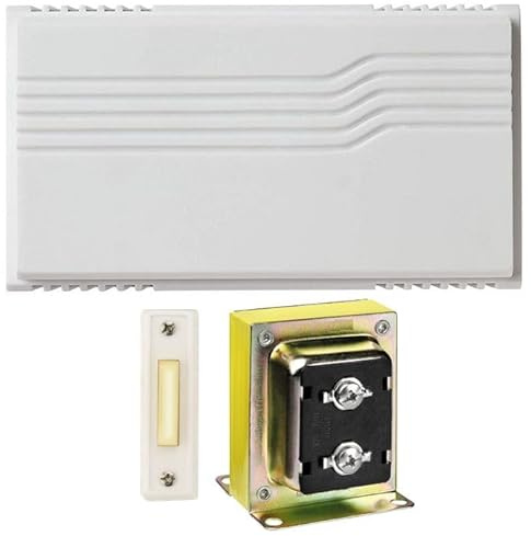 Newhouse Hardware Two Note Wired Door Bell Chime Kit w/Transformer & Surface Mount Lighted Push Button, 16VAC/10 VA, White
