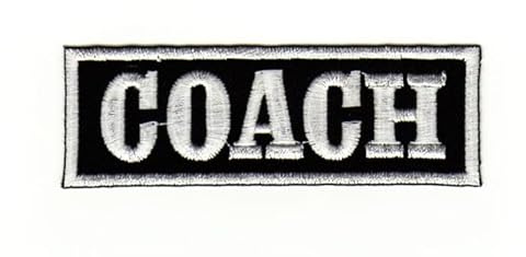 Coach Trainer Abzeichen Aufnäher zum aufbügeln oder aufnähen Bügelbild Aufbügler für Kleidung gestickter Bügelpatch Applikation Patch Größe 9 x 3 cm